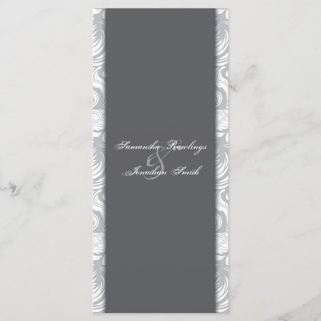 Programa de bodas - Floral elegante y gris blanco (Anverso)