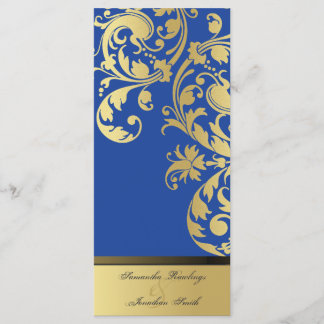 Programa de Bodas - Floral Royal Blue & Gold Shimm
