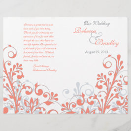 Programa de bodas florales abstractas de color gri