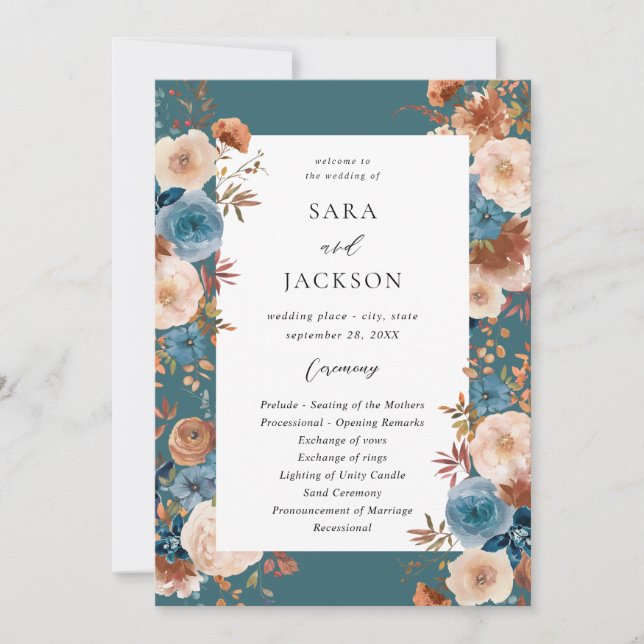 Programa de Bodas Florales Beige & Dusty Blue - Ve (Anverso)