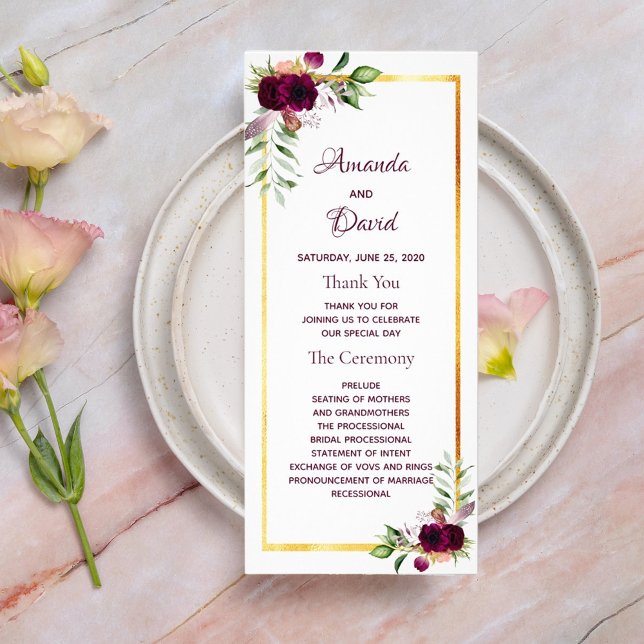 Programa de bodas florales borgoñosos oro blanco b (Subido por el creador)