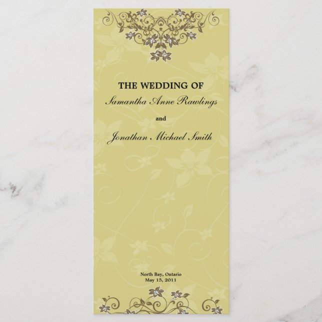 Programa de Bodas Florales con Lámpara de Oro (Anverso)