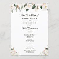 Programa de bodas florales de acuarela magnolia