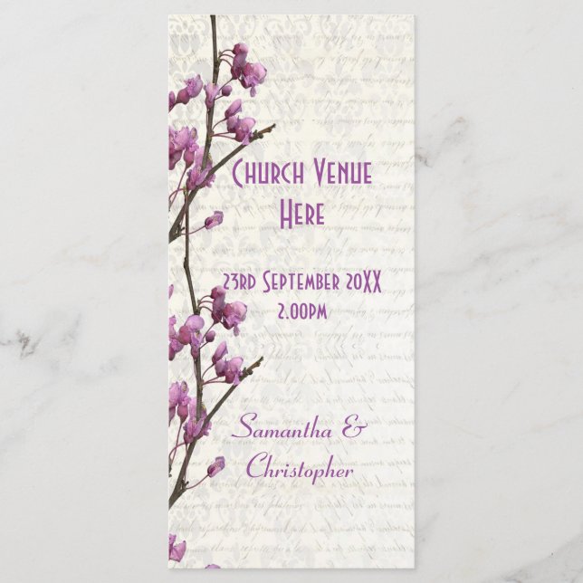 programa de bodas florales de bonito mauve lilac (Anverso)