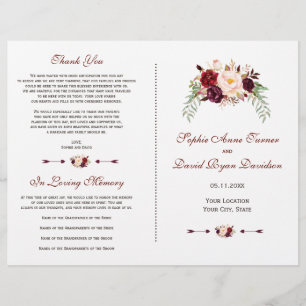 Programa de Bodas Florales de Borgoña Red Marsala