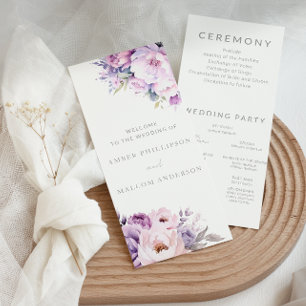 Programa de bodas florales de la bruma de lavanda