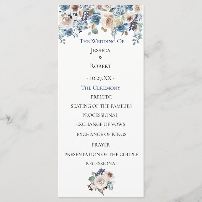 Programa de Bodas Florales Dusty Blue (Anverso)