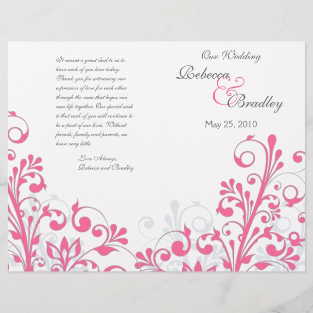 Programa de Bodas Florales en Blanco y Rosa Calien (Anverso)