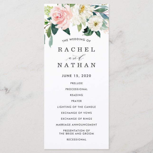 Programa de bodas florales en flor de sangre blanc (Anverso)