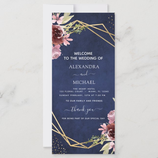 Programa de bodas florales en la Marina Azul de Bo (Anverso)