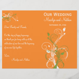 Programa de Bodas Florales naranja, Verde y Blanca