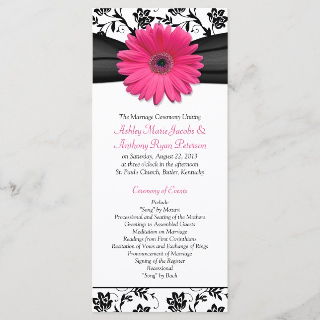 Programa de Bodas Florales Negras Pink Gerbera Dai (Anverso)