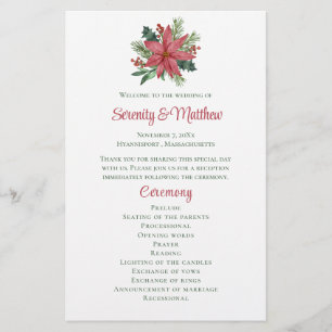 Programa de Bodas Florales Rojas para Navidades de