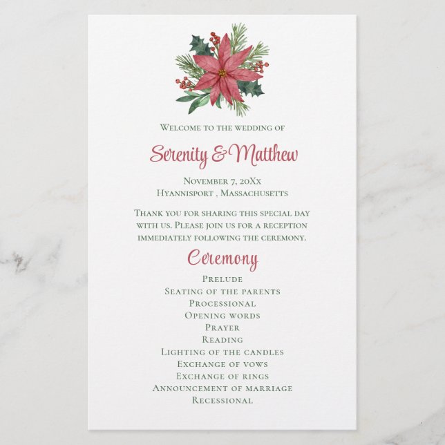 Programa de Bodas Florales Rojas para Navidades de (Anverso)