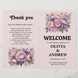 Programa de Bodas Florales Rosa y Morada Elegante