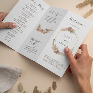 Programa de bodas florales triple volante Volante