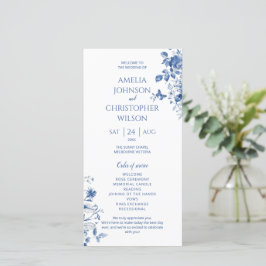 Programa de bodas Flores azules vintage