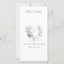 Programa de bodas - Flores blancas con corazón