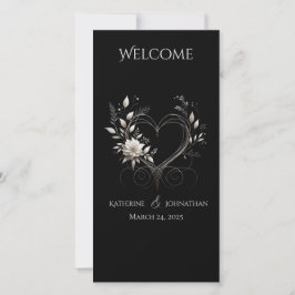 Programa de bodas - Flores blancas con corazón