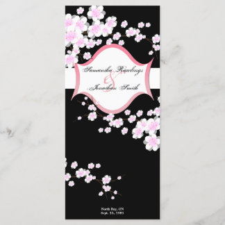 Programa de bodas - Flores de cerezo blanco y negr