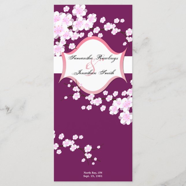 Programa de bodas - Flores de cerezo sangriento y  (Anverso)
