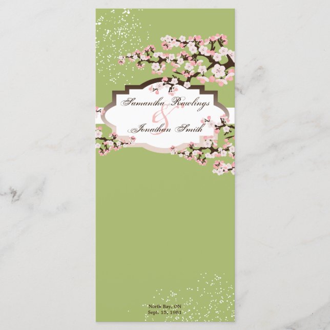 Programa de bodas - Flores de cerezo verde sabio (Anverso)