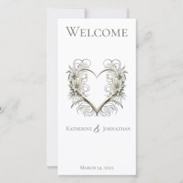 Programa de Bodas - Flores modernas con corazón