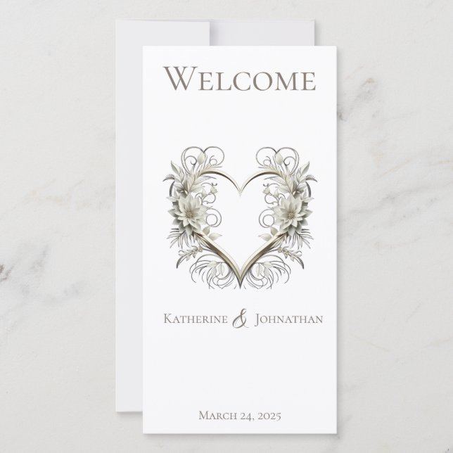 Programa de Bodas - Flores modernas con corazón (Anverso)