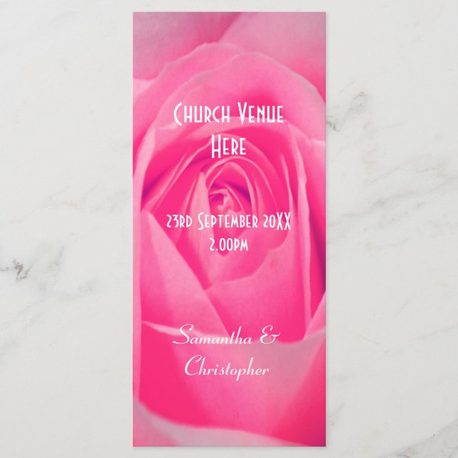 Programa de bodas florido de iglesia rosa rosa bri (Anverso)