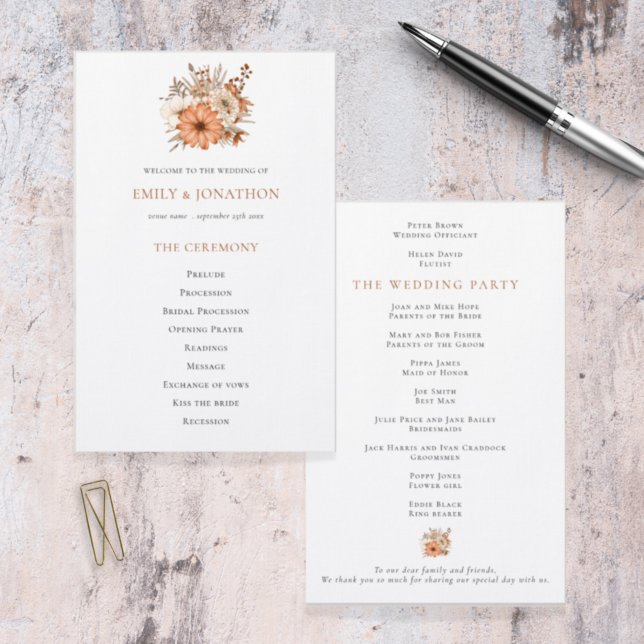 Programa de Bodas Foliage de Florals de otoño con  (Subido por el creador)