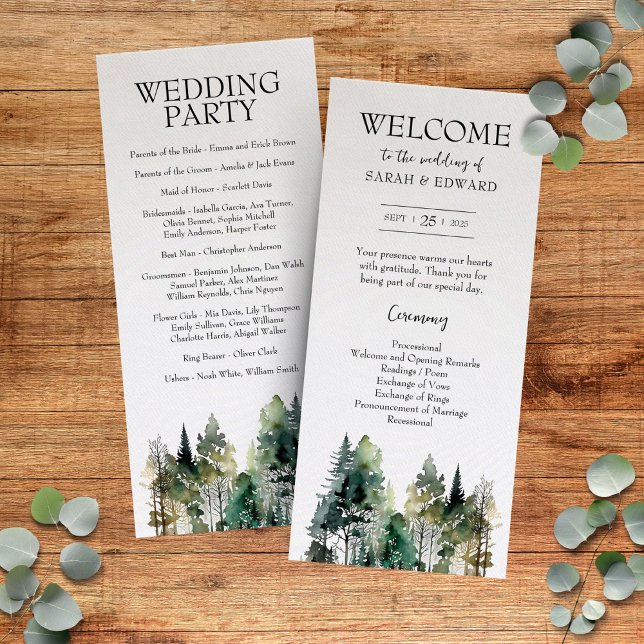 Programa de bodas forestales rusticas (Rustic Forest Wedding Programs)