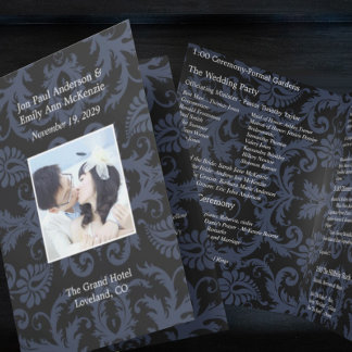 Programa de bodas fotográficas Damasco blanco y az