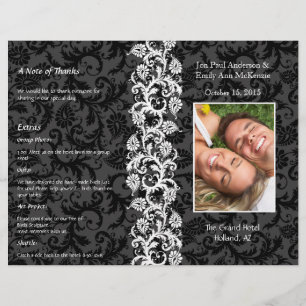 Programa de bodas fotográficas Gris negro y Damasc