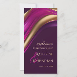 Programa de bodas-Fuchsia morada moderna y oro-