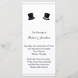 Programa de bodas gay azules con sombrero y amarre