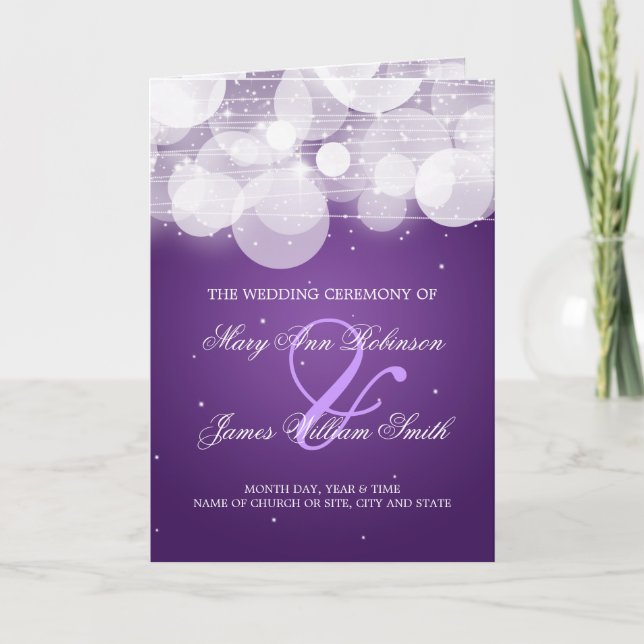 Programa de bodas Glow & Sparkle Purple (Anverso)