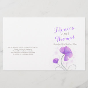 Programa de bodas grises púrpura de flores silvest