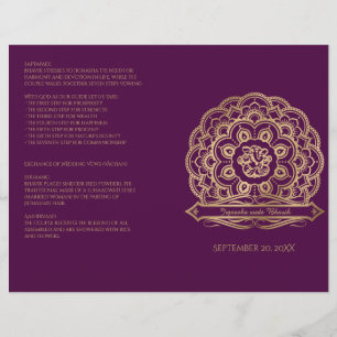 Programa de Bodas Hindúes de Mandala Púrpura y Oro