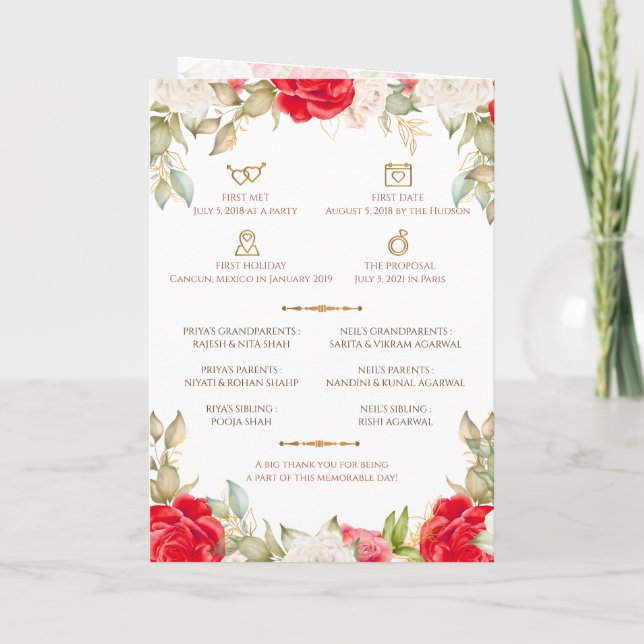 Programa de bodas hindúes y programa de bodas de G (Reverso)