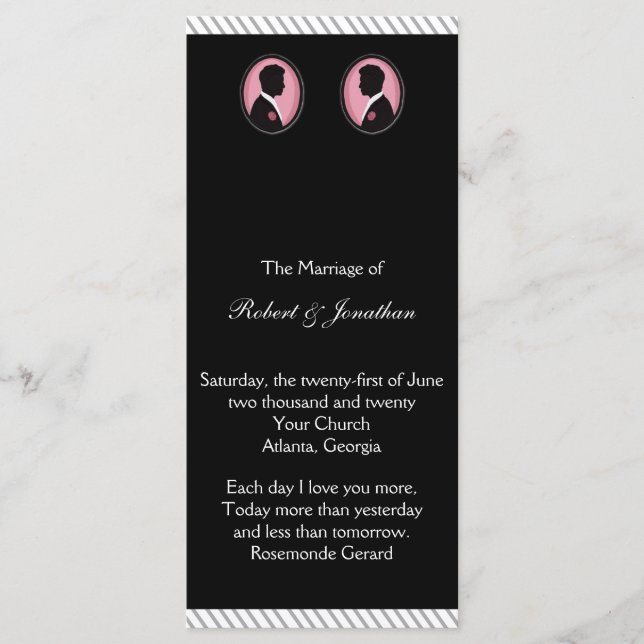 Programa de bodas homosexuales de siluetas de colo (Anverso)