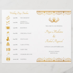 Programa de Bodas Indias con Patrón de Oro Elegant