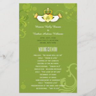 Programa de Bodas Irlandesas Únicas en Verde Prima
