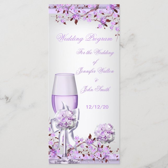 Programa de bodas Lavender Purple Lilac Blossom 4 (Anverso)