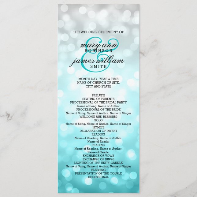 Programa de Bodas Luces Purpurinas de Ombre de la  (Anverso)