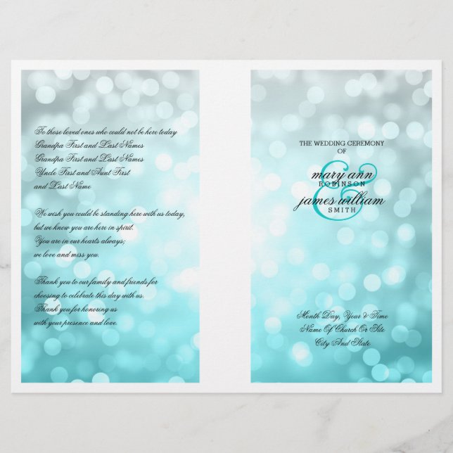 Programa de Bodas Luces Purpurinas de Ombre de la  (Anverso)