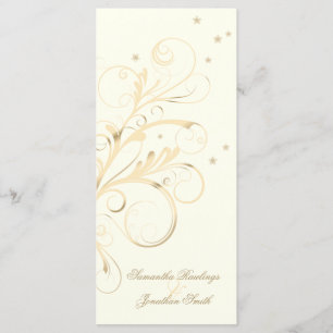 Programa De Bodas Marfil Gold Floral Elegante Swir