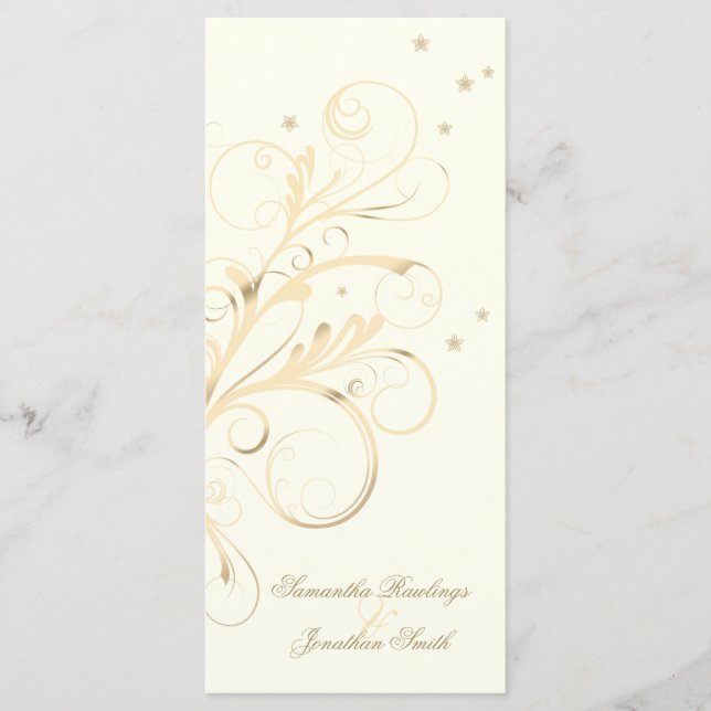 Programa De Bodas Marfil Gold Floral Elegante Swir (Anverso)