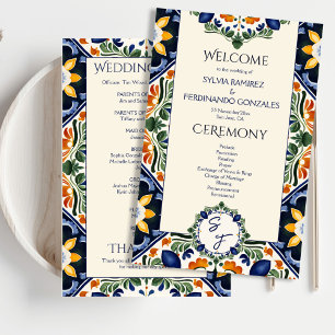 Programa de bodas mexicano Azulejo blue Talavera