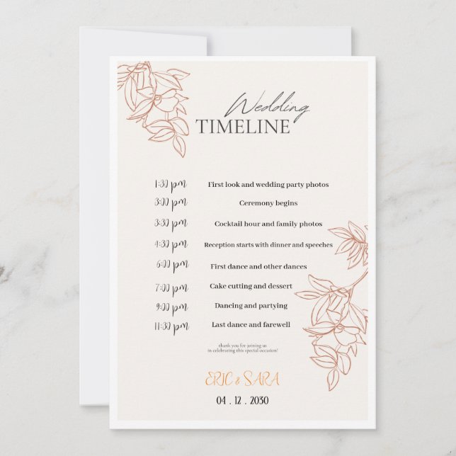 Programa de Bodas Minimalistas Beige y Simple Eleg (Anverso)