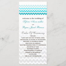 Programa de bodas Mod chevron aqua Ombre